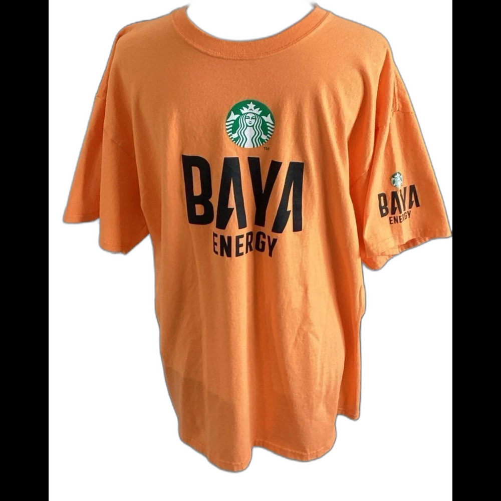Port & Co T-Shirt Men’s Size XL Color Orange Starbucks BAYA ENERGY Graphic Tee